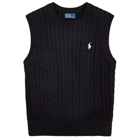 Polo Ralph Lauren Cable-Knit Cotton Sweater Vest, Polo Black 